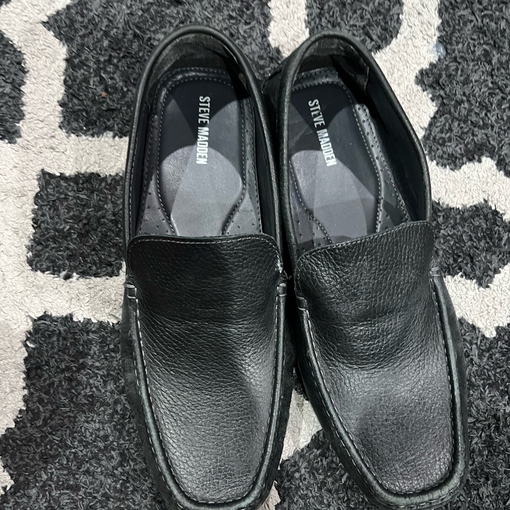 Mens Steve Madden black leather Driving loafers sz 10.5
